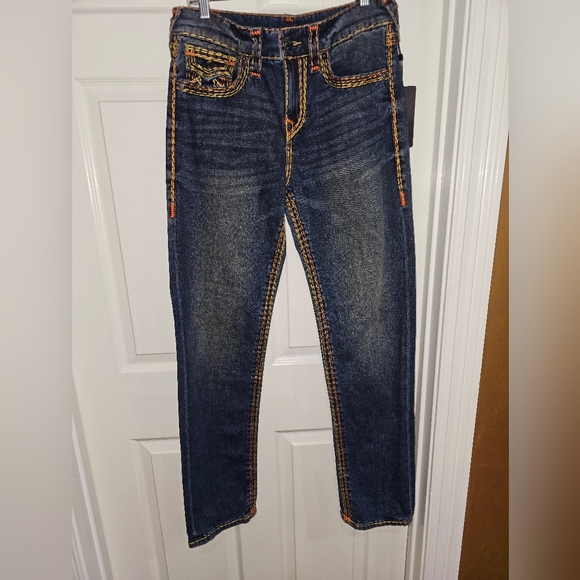 True Religion Denim - Ricki's Relaxed Straight Jeans with Yellow Stitching